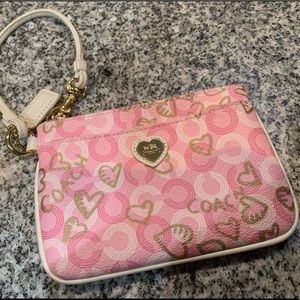 Pink & Tan Coach Wristlet
